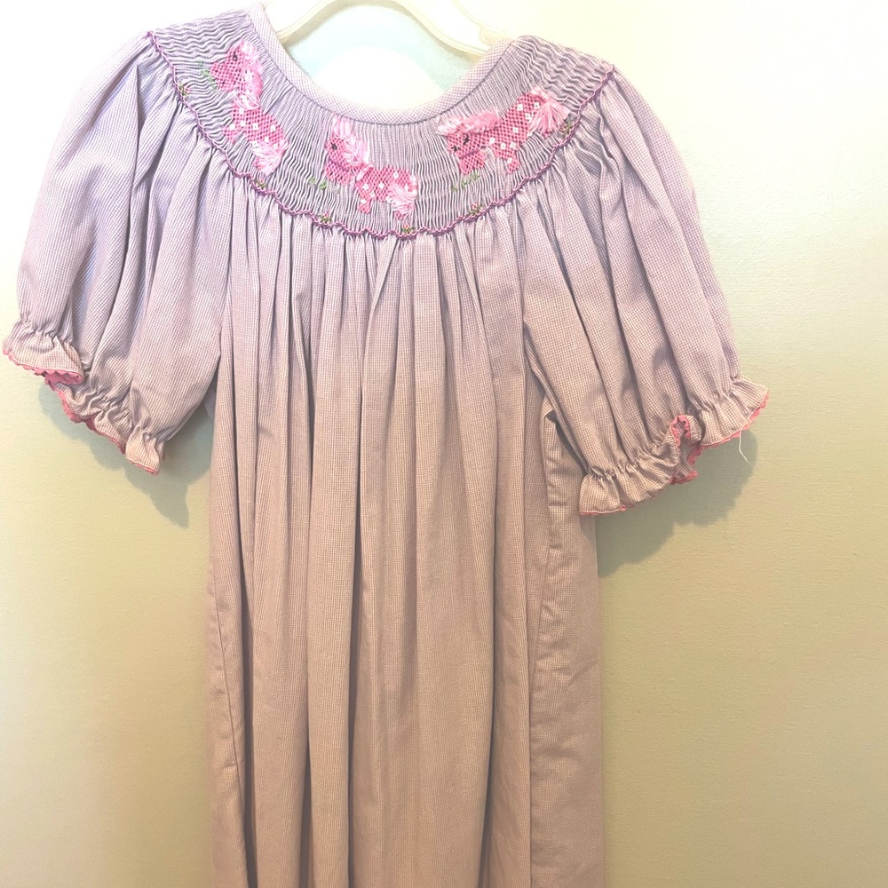 Light purple & pink smocked dress. Size 6x